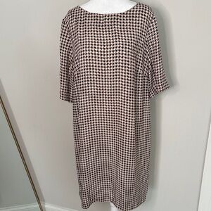 Tommy Hilfiger Black and Cream Houndstooth Midi Shift Dress